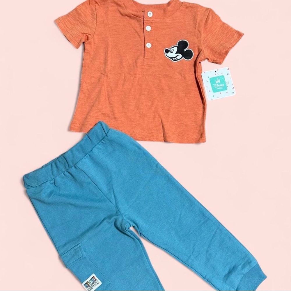 Orange Mickey Mouse Shirt and Blue Pants Set SIZE 12M
